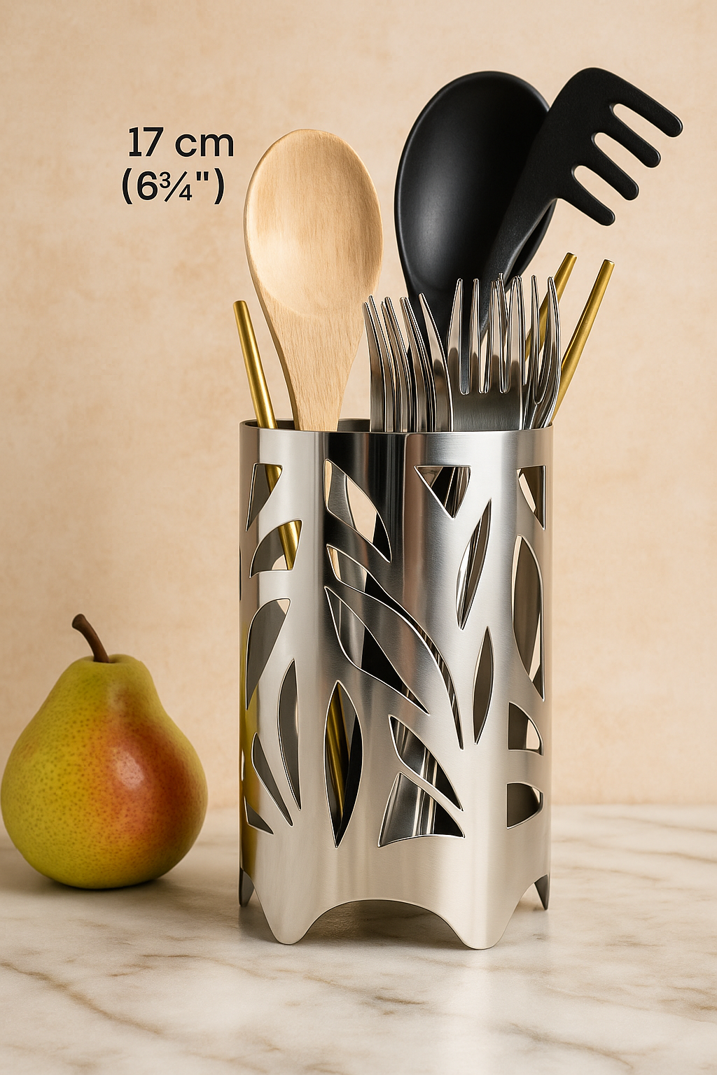 Paslanmaz Mutfak Tezgah Üstü Dik Kaşıklık, Dekoratif Organizer - 304 Paslanmaz Çelik - Paslanmaz Mutfak Tezgah Üstü Dik Kaşıklık