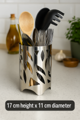 Paslanmaz Mutfak Tezgah Üstü Dik Kaşıklık, Dekoratif Organizer - 304 Paslanmaz Çelik - Paslanmaz Mutfak Tezgah Üstü Dik Kaşıklık