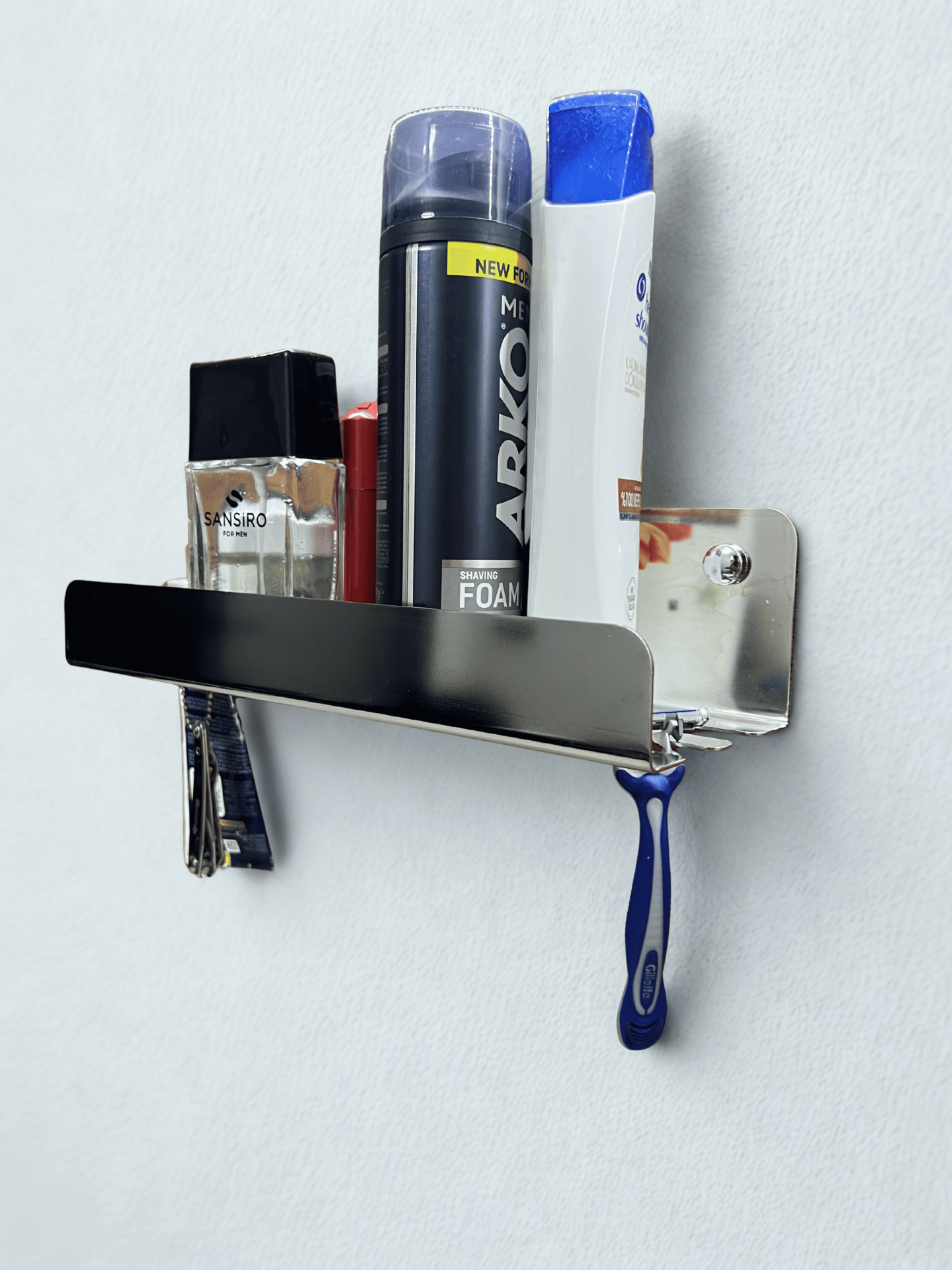 Jilet Askılı Metal Banyo Rafı